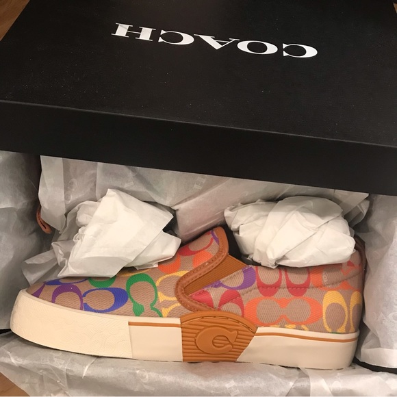 🌈 Coach Skate Slip On Sneaker In Rainbow Signature Canvas *Special Edition* - Picture 13 of 13